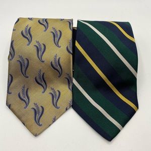 Jos A Bank Green and Blue Rep Tie & Gold Tie with Blue Pattern -Silk